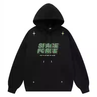 三体 太空军系列 简约基础款纯色趣味字母印花休闲宽松复古美式连帽套头百搭高街潮牌时尚学生多巴胺长袖卫衣 男女同款