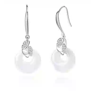 【唯美蝴蝶】 福茹记 梦蝶如玉 小众高级设计感银色蝶舞玉石耳坠 美好浪漫爱情寓意显年轻美丽气质 表白恋爱女朋友 玉髓 耳环 女款