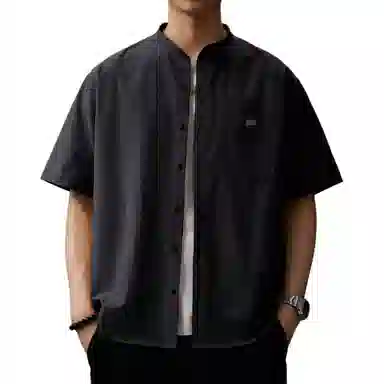 贵色 高端立领休闲时尚短袖衬衫 男女同款
