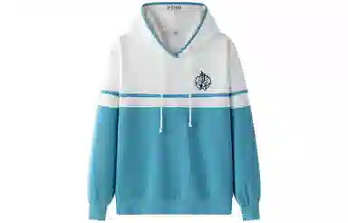 东鲸岁时记 宽松潮流小个子撞色拼接外套帽衫卫衣 男女同款 蓝白色