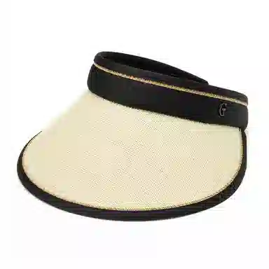 上海故事 空顶遮阳帽大帽檐草帽户外全脸防护显脸小黑胶草编太阳帽可折叠帽子 聚酯纤维 防晒帽 女款