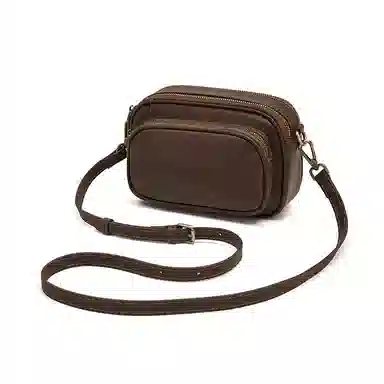老人头 休闲简约轻便气质纯色相机包 头层牛皮 斜挎包 女款 黑色/咖色/红色/棕色