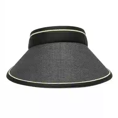 上海故事 空顶遮阳帽大帽檐草帽户外全脸防护显脸小黑胶草编太阳帽可折叠帽子 聚酯纤维 防晒帽 女款