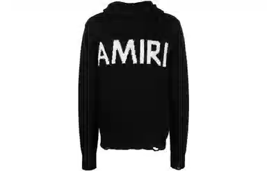 AMIRI FW22 Logo Embroidered Wool Hoodie Black
