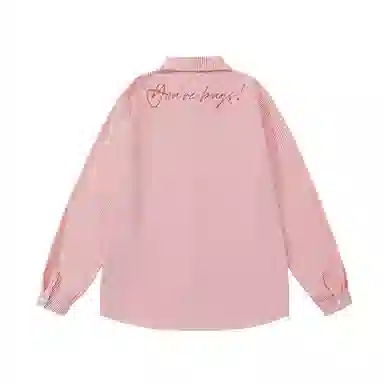 三体 你们都是虫子系列 复古美式简约基础款字母印花长款时尚百搭舒适透气薄款翻领条纹开衫休闲学生多巴胺长袖衬衫 男女同款