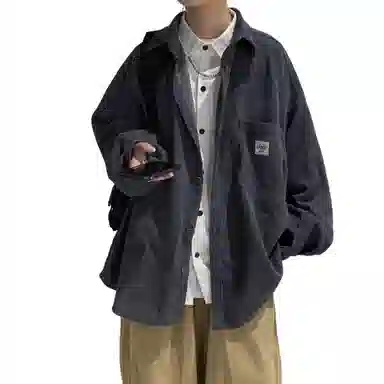 玉儿恋 灯芯绒港风宽松日系潮流百搭休闲长袖衬衫 男女同款