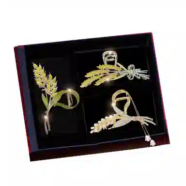 缔晶 新中式复古穗穗平安鲨鱼夹套装 气质时尚优雅造型通勤发饰 合金 发夹 女款