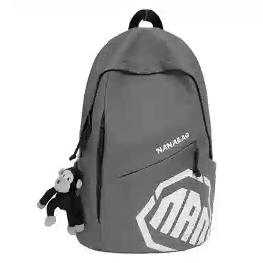 單倉 潮酷休闲大容量美式字母初高中学生短途旅行通勤 尼龙 书包背包双肩包 男女同款情侣款 灰色/卡其色/蓝色/红色