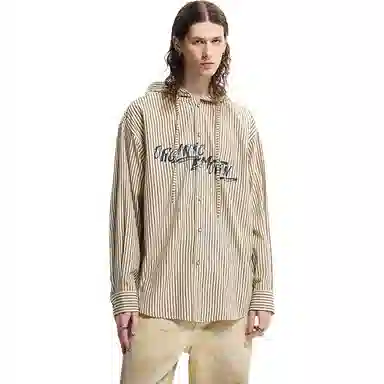 Organic Emotion OE Striped Hoodie Shirt Khaki