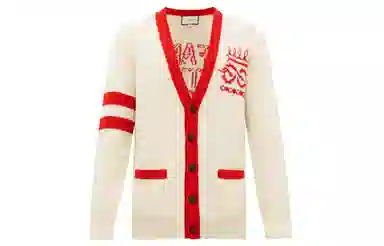 Gucci Embroidered Logo Knit Sweater White