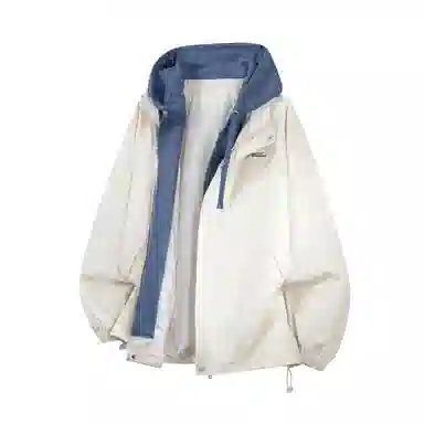 红蜻蜓 美式复古品牌连帽宽松假两件纯色拉链长袖夹克外套 男女同款