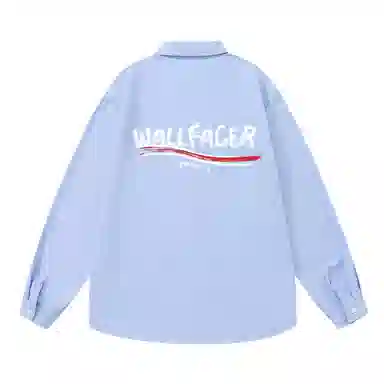 三体 面壁者系列 美式复古简约基础款字母印花纯色翻领开衫百搭宽松透气薄款内搭学生多巴胺长款日常通勤打底长袖衬衫 男女同款