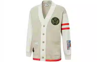 PUMA Logo Colorblock Knit Sweater Off-White