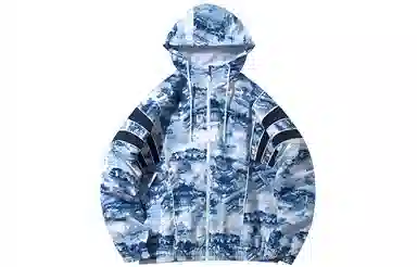 中国李宁 巴黎时装周 青花瓷印花时尚宽松运动夹克 男款 青花瓷印花