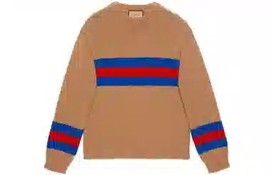 GUCCI FW23 Striped Embroidered Sweater Camel