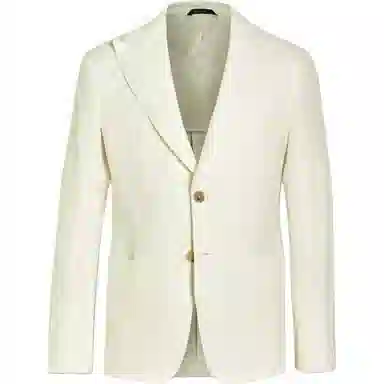 阿玛尼 两粒单排扣双开衩西装外套 男款 白色