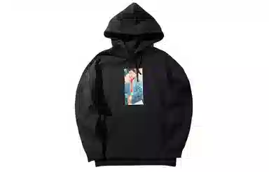 中国李宁 人物肖像休闲卫衣 男女同款 黑色