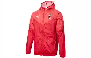 Puma Ac Milan Football Hoodie Jacket Men's Orange Red