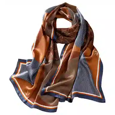 红豆 真丝素绉缎长巾 轻盈通透柔软围巾 经典花型设计 简约大方 桑蚕丝 丝巾 女款