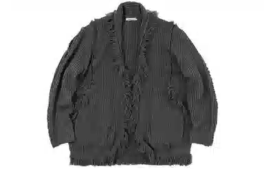 BENMYSHOWER V-Neck Fringe Knit Sweater