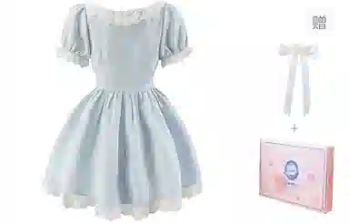 东鲸岁时记 蕾丝小个子气质女装高级感白色短袖连衣裙 女款 礼盒装