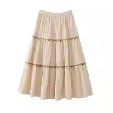 柳絮自制 简约百搭纯色休闲长裙 女款 波西杏