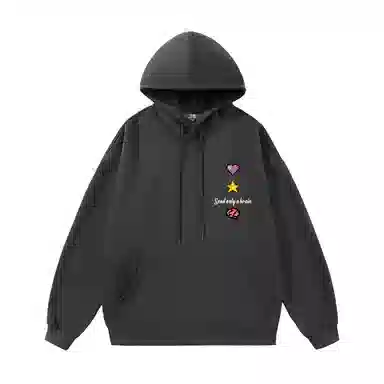 三体 美式复古简约基础款纯色字母印花休闲宽松高街潮牌街头嘻哈百搭连帽重磅卫衣 男女同款