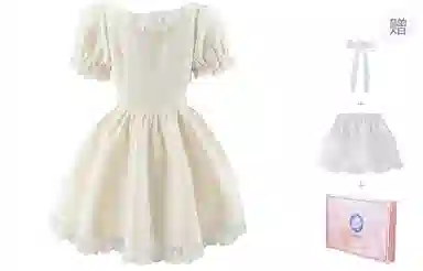 东鲸岁时记 蕾丝小个子气质女装高级感白色短袖连衣裙 女款 礼盒装