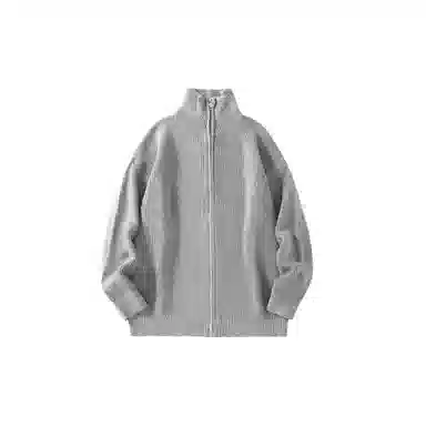 我是大卫 翻领拉链纯色基础款休闲长袖针织衫 男女同款