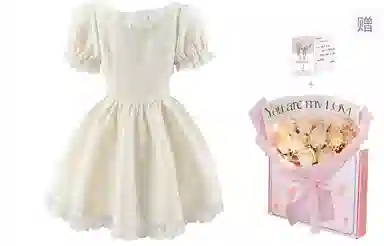 东鲸岁时记 蕾丝小个子气质女装高级感白色短袖连衣裙 女款 礼盒装