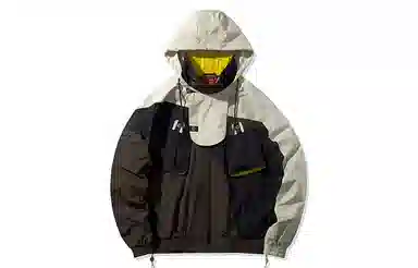 中国李宁 撞色拼接宽松夹克外套 情侣款 棕黑色