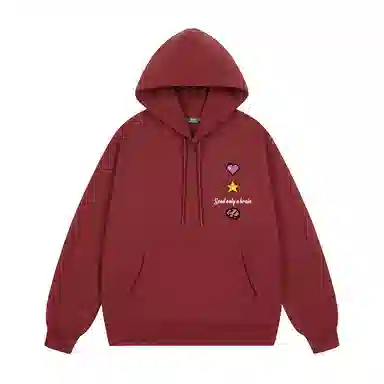 三体 美式复古简约基础款纯色字母印花休闲宽松高街潮牌街头嘻哈百搭连帽重磅卫衣 男女同款