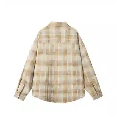 红蜻蜓 美式复古国潮高街格子学院风单排扣宽松百搭休闲长袖衬衫 男女同款