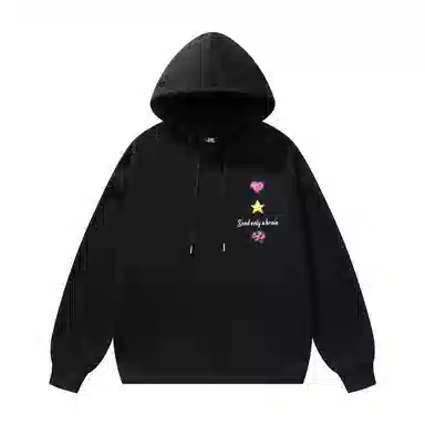 三体 美式复古简约基础款纯色字母印花休闲宽松高街潮牌街头嘻哈百搭连帽重磅卫衣 男女同款