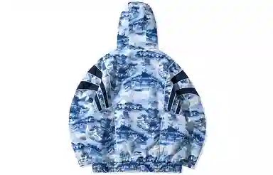 中国李宁 巴黎时装周 青花瓷印花时尚宽松运动夹克 男款 青花瓷印花