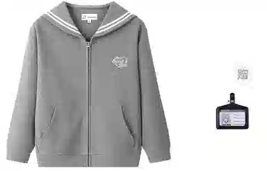 东鲸岁时记 海军领宽松拉链字母刺绣卫衣 男女同款 藏青色