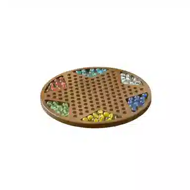 乐智由我 木质弹珠跳棋陶瓷珠 桌游