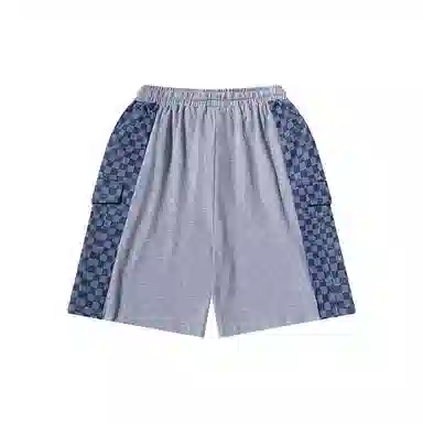 乱步 复古美式街头嘻哈做旧格子口袋学生夏季宽松透气个性宽松男五分短裤 男女同款