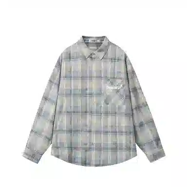 红蜻蜓 美式复古国潮高街格子学院风单排扣宽松百搭休闲长袖衬衫 男女同款