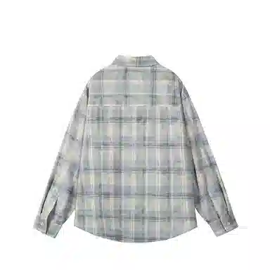 红蜻蜓 美式复古国潮高街格子学院风单排扣宽松百搭休闲长袖衬衫 男女同款