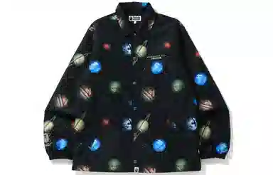 A BATHING APE Galaxy Print Collar Jacket Black
