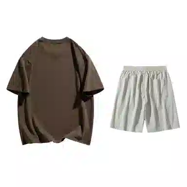 大卫贝肯 美式高街基础短袖上衣简约宽松短裤休闲运动套装 男女同款
