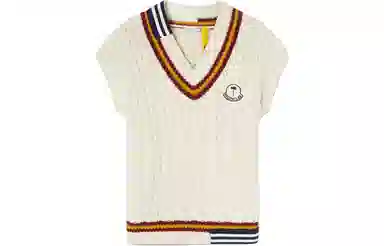 Moncler x Palm Angels FW23 V-Neck Wool Knit Vest White