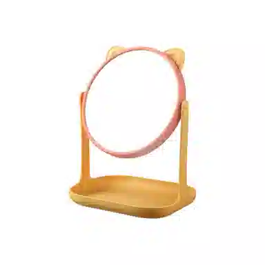 米甜兔 猫耳朵黄色化妆镜 便携