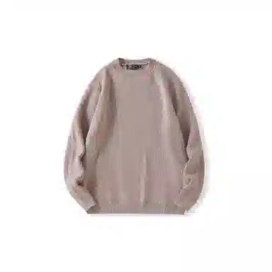 我是大卫 纯色圆领慵懒风简约韩系百搭宽松长袖针织衫 男女同款