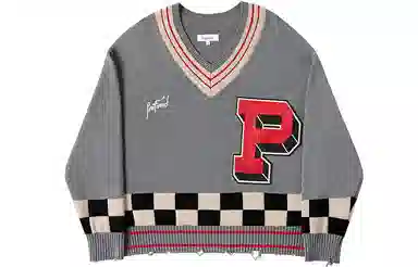 Profound V-Neck Knit Sweater Grey