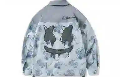 ER Bear Print Colorblock Jacket