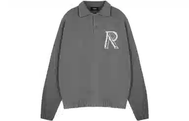 REPRESENT Letter Print Polo Sweater Gray