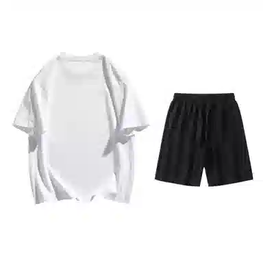 大卫贝肯 美式高街基础短袖上衣简约宽松短裤休闲运动套装 男女同款