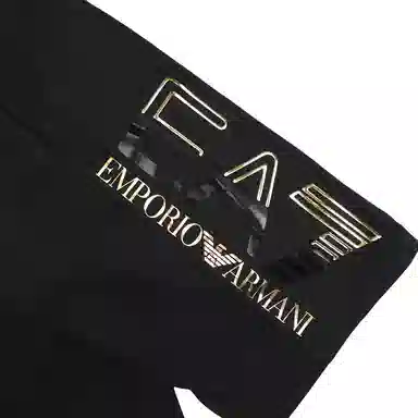 Emporio Armani SS23 Logo Print Shorts Black